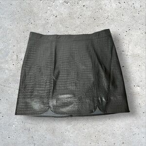 Skies Are Blue Black Crocodile Print Faux Leather Mini Skirt Women's Plus 2X